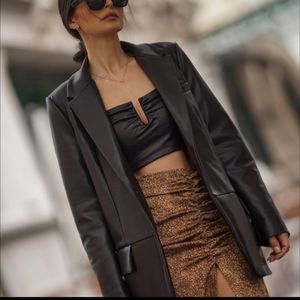 Zara Oversized Blazer Faux Leather Jacket